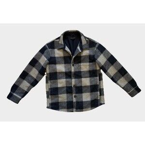 Banana Republic Mens Medium Heritage Lined Shirt Shacket Jacket Blue Plaid